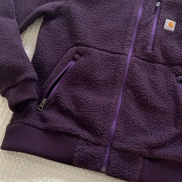 CARHARTT Deep Purple Plum Zip Up JACKET Coat Fleece MEDIUM - Picture 4 of 6